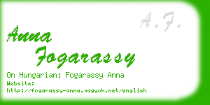 anna fogarassy business card